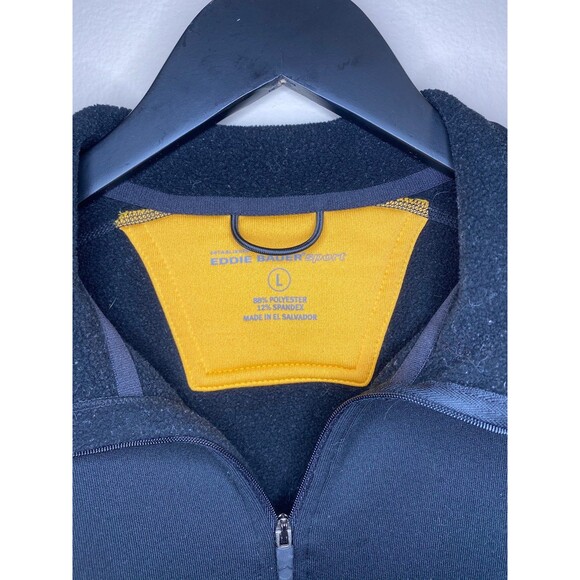 Eddie Bauer Quarter Zip Fleece Pullover Black and Gold Size Large - Picture 3 of 4